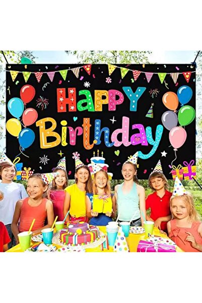 YEAP OFFICE لافتة من القماش بتصميم Color Explosion Happy Birthday Party للأطف...