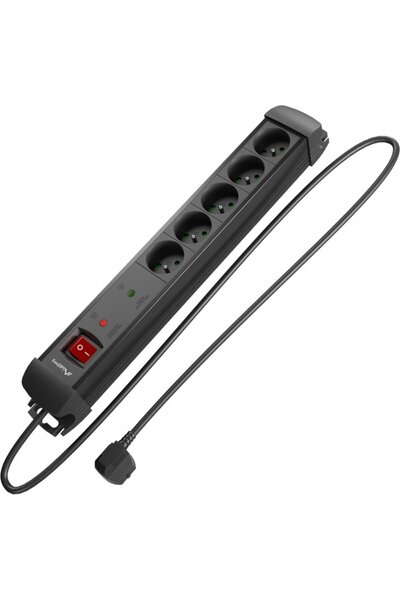 Lanberg Prelungitor SP1, 3m, 5 prize, 230V, PL, negru