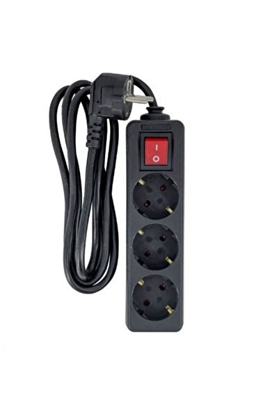 MicroConnect Prelungitor Schuko cu 3 prize, cu întrerupător, 3M, Negru
