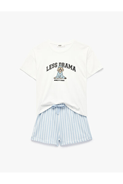 Koton Cotton Short Sleeve Printed Shorts Pajama Set