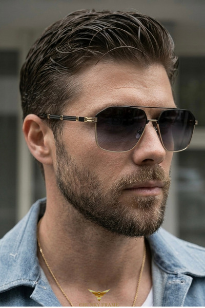 Chunky Frame Escale Black Gold Accessory Ultra Light Uv400 Filtered Luxury Ne...