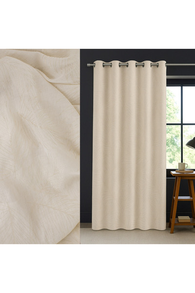 Zumzeria Beige Decorative Curtain with Leaf & Rings Pattern 140x260cm