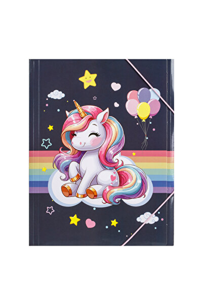 Zumzeria Cardboard Folder with Elastic & Fancy Unicorn Design 24x32cm