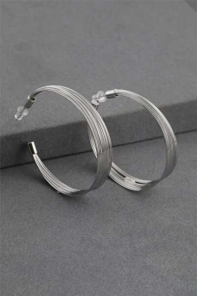 ÖZÇTAKI 316 L Stainless Steel - Anti-Allergic - Non-Tarnish - Silver Hoop Vip...