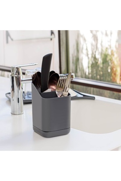 Zumzeria Dish Drying Rack for Cutlery in Anthracite Grey Plastic 10.5x11x18cm