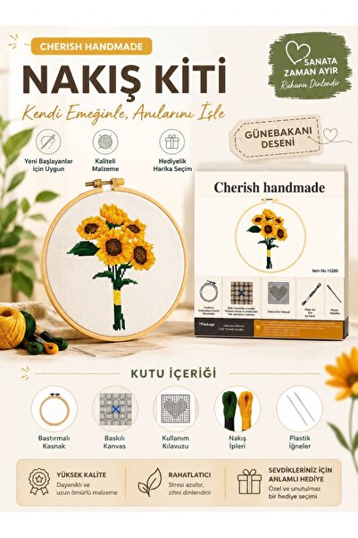 seymatabur 28 x 28 Baskılı Nakış Kiti Ayçiçeği Demeti