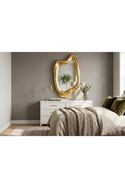 AAhome Oglindă decorativă organică 60x90 cm, ramă poliuretan aurie metalizată...