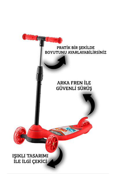 Toyzitoys RUNNER KIRMIZI MAGİC WHEELS Frenli Denge Led Işıklı 6 Üç Tekerlekli...