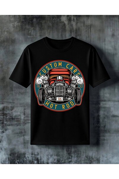 COMVİCHO Custom Car Hot Rod Printed Oversize T-Shirt