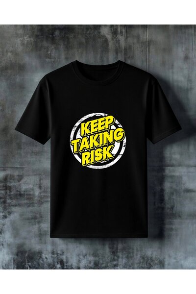 COMVİCHO تي شيرت كبير الحجم مطبوع بتصميمات ساري مطبوعة من Keep Taking Risk
