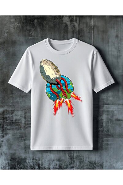 COMVİCHO Soccer Rocket Space Printed Oversize T-Shirt
