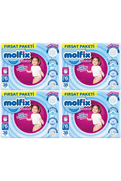 Molfix Külot Bebek Bezi 6 Beden 15+ KG Extra Large 152 Adet Avantaj Fırsat Pk
