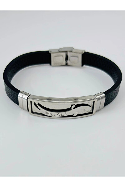 eco port Black Leather / Steel Men's Leather Bracelet 20 cm - Ebl0092
