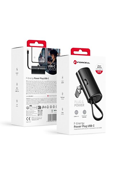 Forcell Powerbank F-ENERGY Power Plug F5K3, 5.000mAh, cu încărcător integrat ...