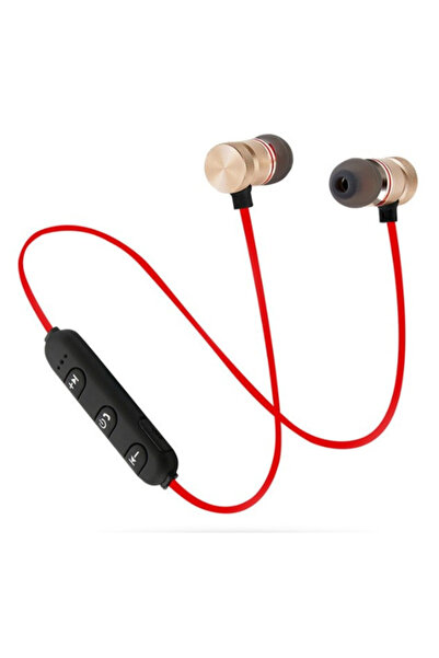 MOHAMED Red and gold magnetic mount stereo Bluetooth sports earphones