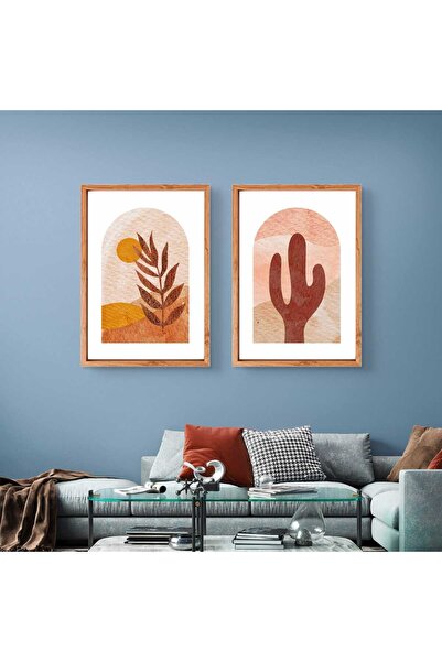 woodretro Set de 2 tablouri cu rame din lemn pentru decorarea peretelui casei