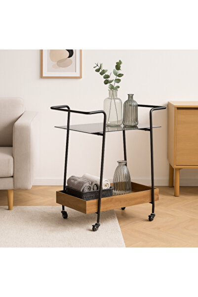 Palma homez Serving trolley with unique design, brown color, size 70 x 40 x 85cm