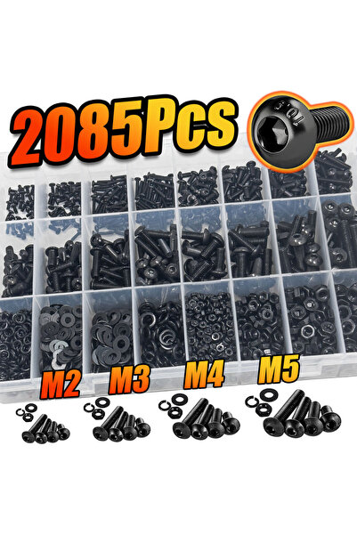 Choice 2085PCS 10.9 Alloy Steel Metric Screw Nut Washer Kit M2-M5, Hex Button...