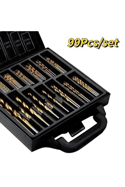 Choice مجموعة مثاقب ذهبية مطلية بالتيتانيوم مكونة من 99 قطعة، 4241 HSS 135 ° ...