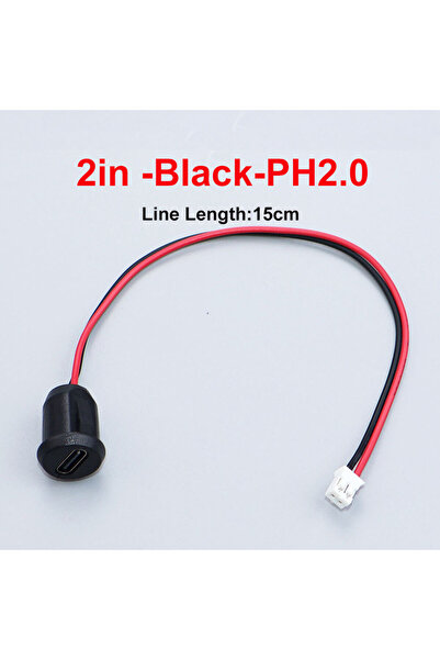 Choice12 1pc 2P-Black-PH2.0 JCD 2Pin 4Pin USB Type C Connector Jack Female Wi...