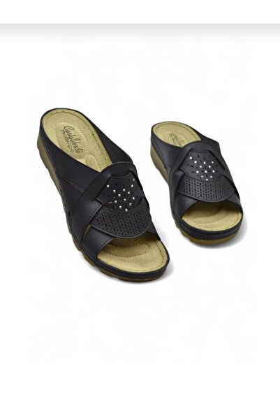 PAPATAY 6505 Orthopedic Sole Comfortable Mold Stone Embroidered Black Women's...