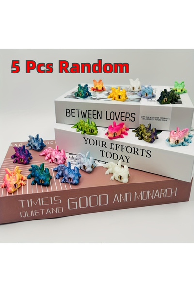 Choice1 6cm 5Pcs Random 1-5cs 3D Printed Winged Dragon Mixed Color Cute Mini ...