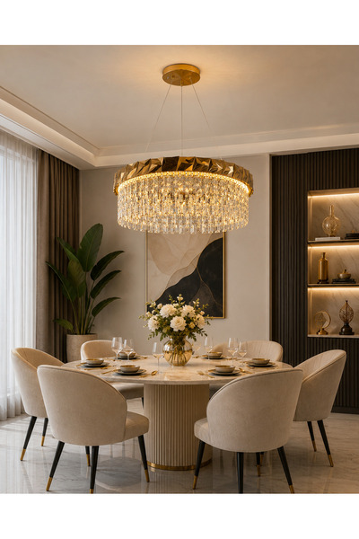 N.zone Luxury Gold Modern Crystal Chandelier Lighting Diameter 80cm Height Ad...