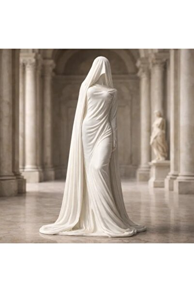 Choice Pearl White Mysterious Masked Lady Figurine Modern Character Sculpture...