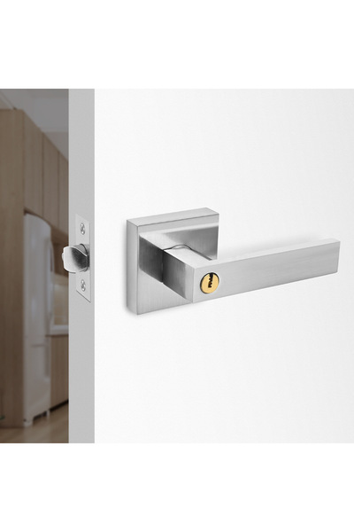 Choice1 Silver Black Square Door Handle Lock, Access Privacy Mask, Interior B...