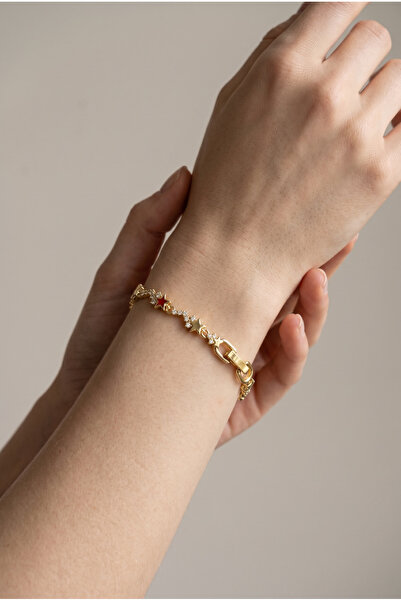 Laviona jewelry Taşlı Yıldız Model Çelik Bileklik