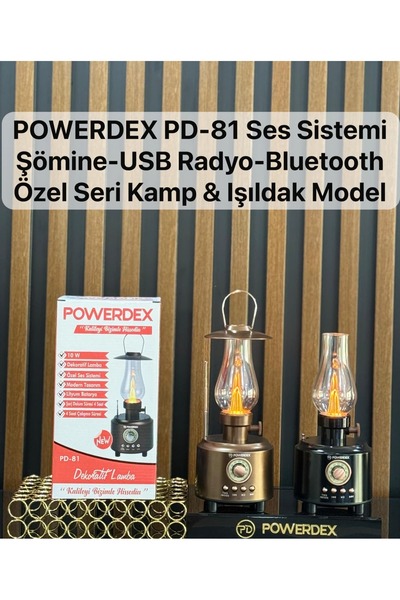 powerdex PD-81 Bluetooth Hoparlörlü Dekoratif Nostaljik Gaz Lambası LED Işıld...
