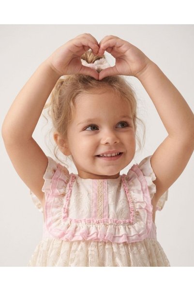aysskids Hazel Nakışlı Dantel Detaylı Kız Çocuk Bayramlık Elbise