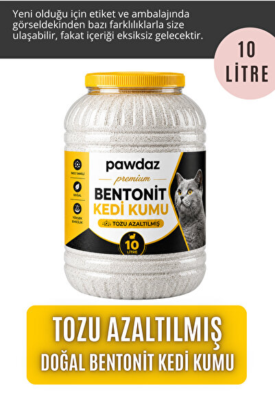 pawdaz Bentonit Kedi Kumu 10 Litre - Tozu azaltılmış