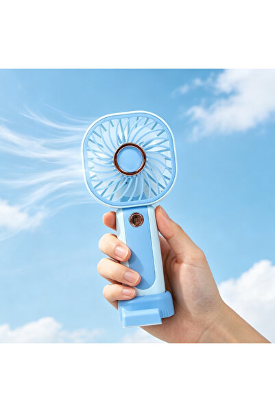 KMT Portable USB Fan with Stand, Blue, 18.6 cm, 3 Speeds