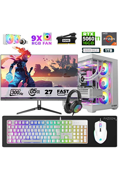 XASER Star X540 Ryzen 7 7800X3D 16GB Ram 1TB M.2 NVMe SSD 16GB RTX5060Ti 27" ...