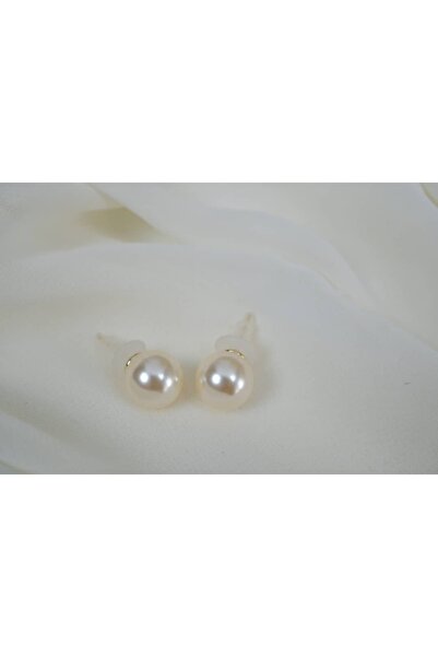 ATELİER TUĞBA Kp457 Nailed Luxury Champagne Color Top Pearl Earrings (Diamete...