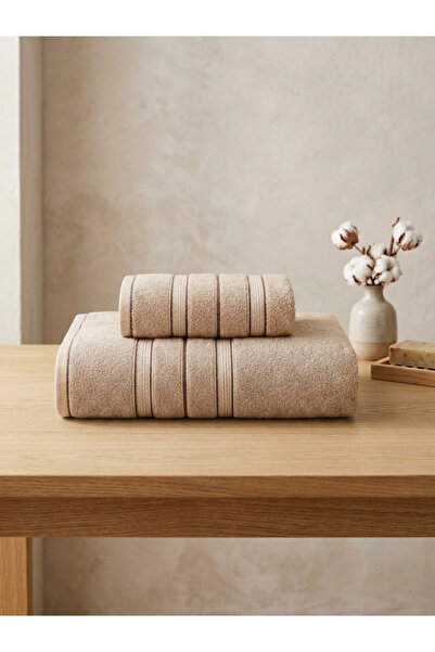 asev tekstil 90x150 & 50x90 cm Nevora 2'li Banyo Havlu Seti