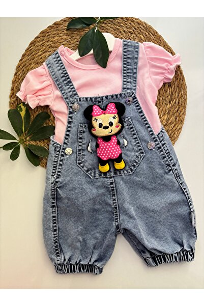 Temiz Disney Minnie Mouse Lisanslı Kot Salopet