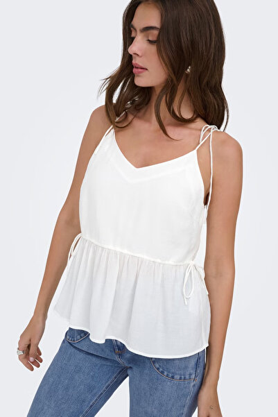 ONLY Onlnele Regular Fit V-Neck Tie Detailed Thin Strap Blouse Bluz 15370325