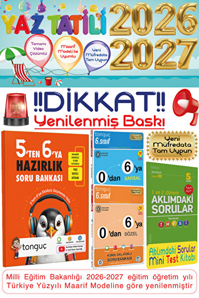 Tonguç Yayınları 5'ten 6'ya Hazırlık Kitabı 0'dan 6'ya Sayısal Sözel Yaz Tati...