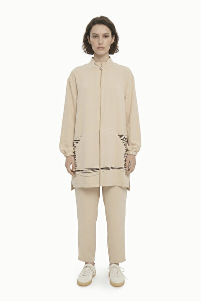 Zühre Zippered Pocket Detailed Sports Suit Beige Suit 1944