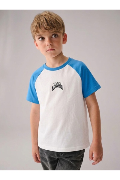 Tinymuyt Boy's Combed Cotton Embroidered Tshirt Blue