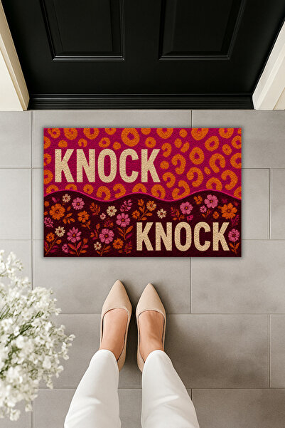 Dormot Home KNOCK Leopard Desenli Modern Kapı Önü Paspası – Dijital Baskılı Kaymaz Taban Paspas 70x45 cm
