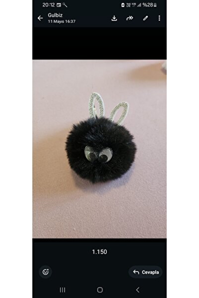 NO BRAND Cute Black Plush Keychain with Rabbit Ears, Bag Decoration