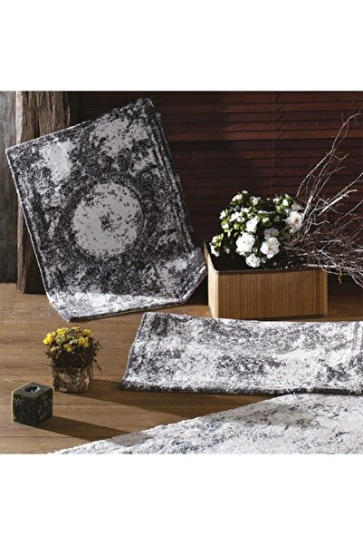 Zebra Casa Anna White/Dark Gray Double Bath Mat Set