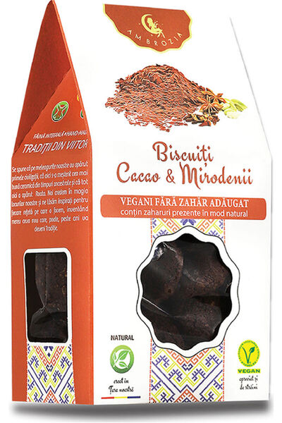 Ambrozia Biscuiți Cacao și Mirodenii - 130g - Fara Zahar - Vegan