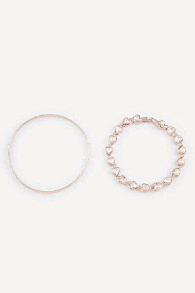 DeFacto Women's Set of 2 Metal Bracelets H3587Axns