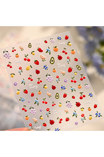 Choice M-1382 Energetic Fruit Cartoon Nail Stickers M-1382 Dopamine Cherry St...