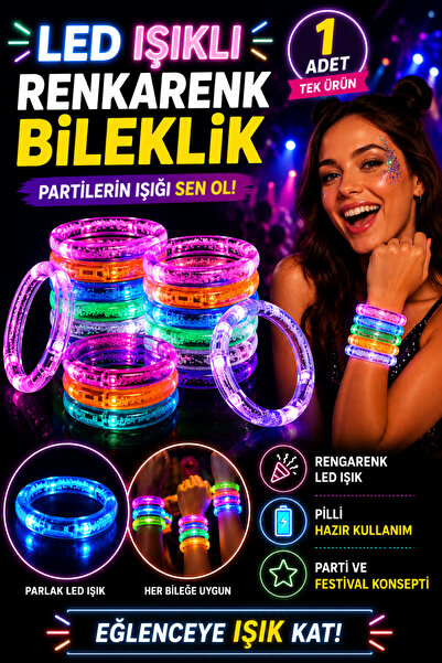 Tamsena Store LED Işıklı Rengarenk Parti Bilekliği Pilli Neon Işıklı Bilezik ...