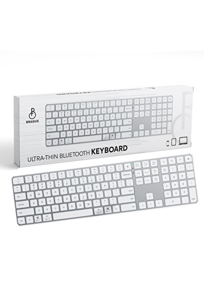 BRAGUS Rechargeable Wireless Keyboard, Bluetooth 5.2, 500mAh, Ultra Thin, Alu...